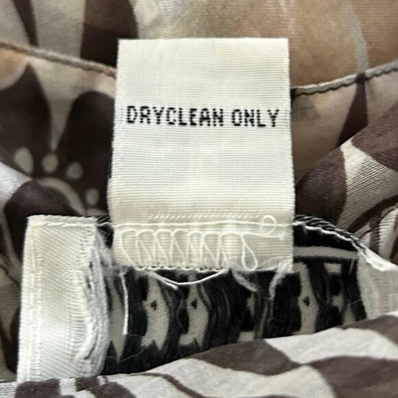 Women Vintage Top Blouse Short Sleeve Tropical Sheer Vacation Silk Brown Size 16 - Picture 7 of 7